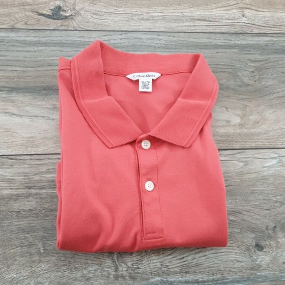 Calvin Klein Men XL Short Sleeve Polo Shirt Cotton Melon Active Golf Casual - Picture 10 of 10